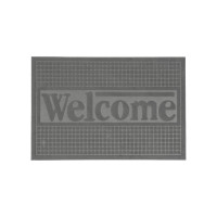 Килимок придверний без кромки 60х90см, з надписом "WELCOME", сірий
