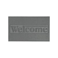Килимок придверний без кромки 45х75см, з надписом "WELCOME", сірий