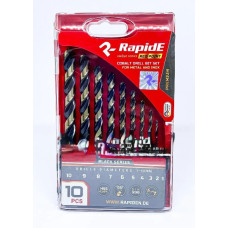 Набір кобальтових свердел по металу RapidE RED POINT 10шт Black Series (1,2,3,4,5,6,7,8,9,10)