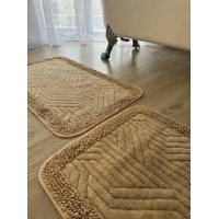 Набір килимків бавовняних для ванної 60x100 50x60 см Tropikhome Shaggy Vintage beige