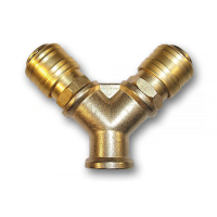 Двійник РВ 3/8" + 2 3 конектори пневматичних "мама", латунь, SP026