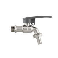 Кран вентильний РЗ 1/2", штуцер під шланг 3/4", латунь нікель, SIDE LOCK, BR-KSS1234