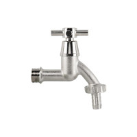 Кран вентильний РЗ 1/2", штуцер під шланг 3/4", латунь/нікель, CROSS HANDL, GKK0T123413