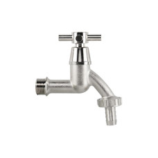Кран вентильний РЗ 1/2", штуцер під шланг 3/4", латунь/нікель, CROSS HANDL, GKK0T123413