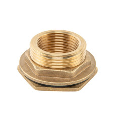 Втулка для бака РВ 3/4" - РЗ 1" з гайкою та прокладкою 1", BRASS, BR-P34100