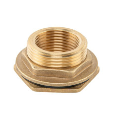 Втулка для бака РВ 1" - РЗ 1 1/4" з гайкою та прокладкою 1 1/4", BRASS, BR-P100114