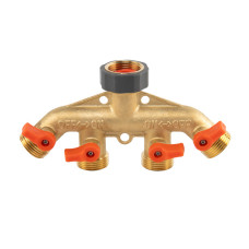 Колектор 4-ходовий з клапанами РЗ 3/4", з'єднання з краном РВ 3/4", латунь, BRASS SOFT, BR-S3034