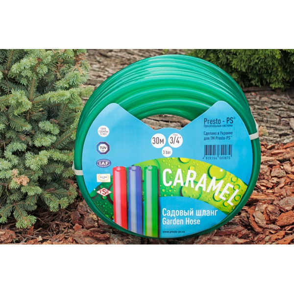 Шланг поливальний Presto-PS силікон садовий Caramel (зелений) діаметр 3/4 дюйма, довжина 30 м (CAR-3/4 30)