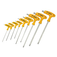 Ключі Torx Т-подібні TOPEX арт. 35D968, набір 9 шт., T10-T50, сталь CrV