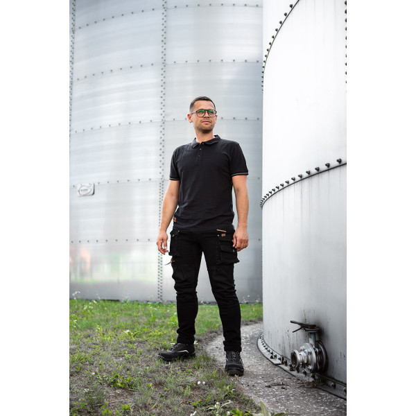 Футболка-поло NEO TOOLS 81-659 DENIM BLACK, чорна, 100% бавовна, робоча