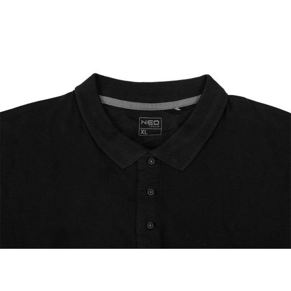 Футболка-поло NEO TOOLS 81-659 DENIM BLACK, чорна, 100% бавовна, робоча M
