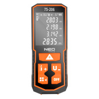 Лазерний далекомір NEO Tools 75-206, 100 м, точність ±2 мм, IP54, USB-C, професійний.