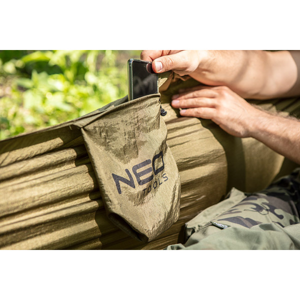 Гамак Neo Tools 63-124, 330x140 см, нейлон, до 200 кг, зелений.