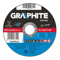 Відрізний диск по металу GRAPHITE 57H700 125x1,6x22,2 мм A60-T-BF EN12413