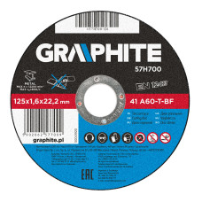 Відрізний диск по металу GRAPHITE 57H700 125x1,6x22,2 мм A60-T-BF EN12413