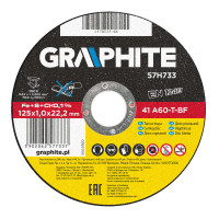 Відрізний диск по нержавіючій сталі GRAPHITE 57H733 125x1x22,2 мм A60-T-BF INOX EN12413