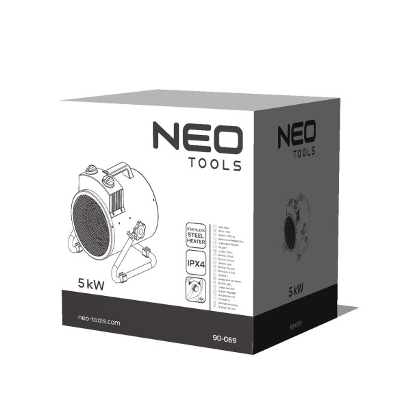 Електричний обігрівач трифазний NEO TOOLS 90-069, 5 кВт, 380 В, переносний тепловентилятор