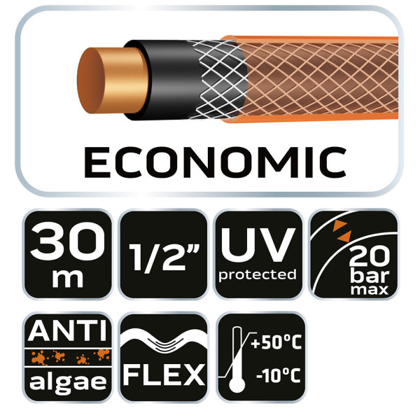 Шланг NEO Tools 15-801 Economic, діаметр 1/2", довжина 30 м, 4-шаровий, довговічний