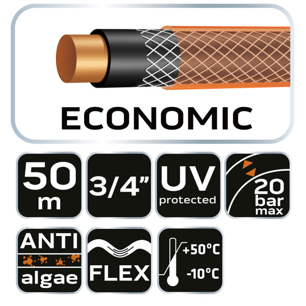 Шланг NEO Tools 15-805 Economic, діаметр 3/4", довжина 50 м, 4-шаровий, довговічний