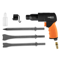 Пневматичний молоток NEO Tools 14-028, 3 зубила, 1/4", компактний, кейс