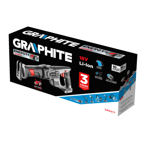Акумуляторна сабельна пилка GRAPHITE 58G017 (18V, 3000 хід/хв, без АКБ)
