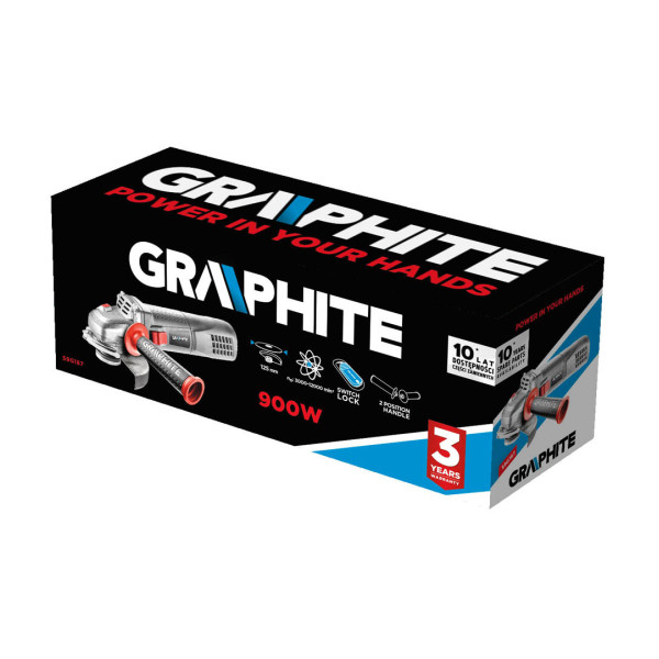 Кутова шліфувальна машина GRAPHITE 59G187, 900 Вт, 125 мм, регулювання обертів