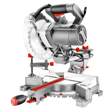 Торцювальна пила GRAPHITE 58G710 з протяжкою, потужність 1400 Вт, 0°-45°, алюмінієва основа