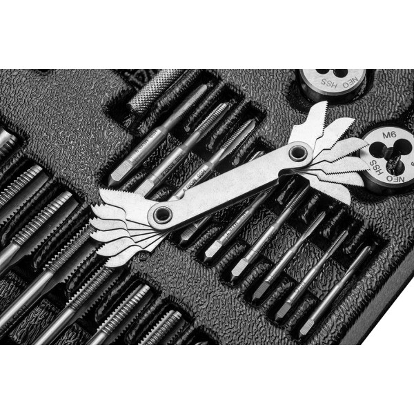 Набір плашок і мітчиків NEO Tools 84-246, 31 предмет, сталь HSS, з кейсом