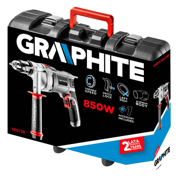 Ударна дриль GRAPHITE 850 Вт (арт. 58G728) з кейсом — професійний інструмент