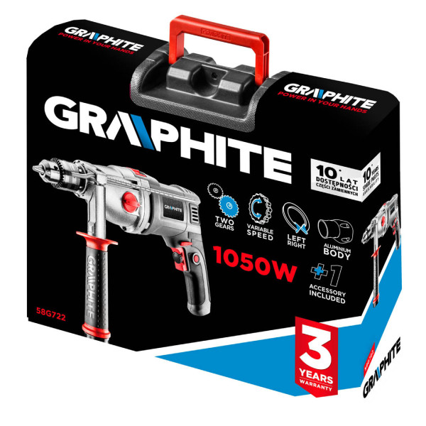 Ударний дриль GRAPHITE 58G728, 1050 Вт, 2 швидкості, кейс