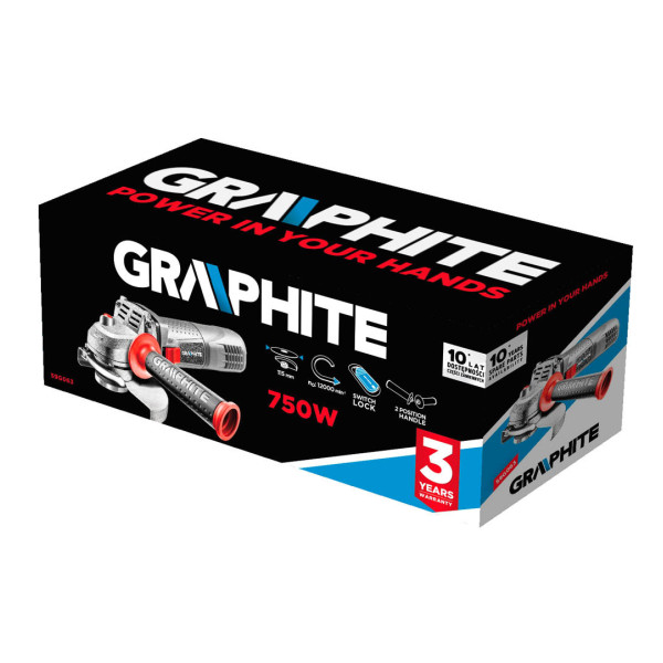 Кутова шліфувальна машина GRAPHITE 59G701 750 Вт, діаметр диска 115 мм
