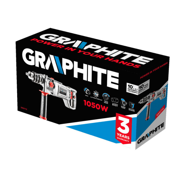 Професійна дриль GRAPHITE 58G712 – 1050 Вт, ударний режим, СЕ, 4 м кабель