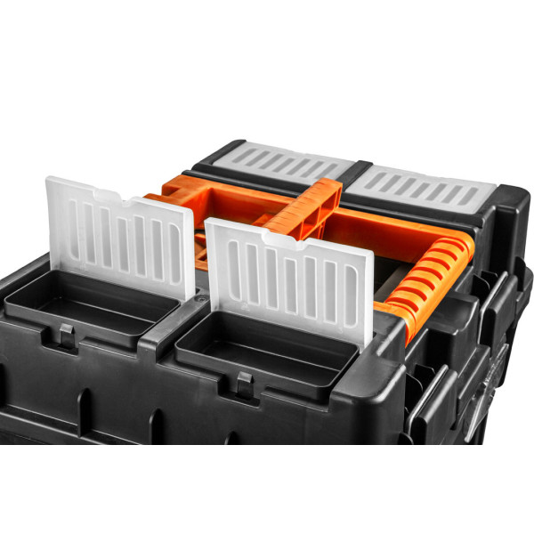 Ящик для інструментів на колесах NEO Tools 84-115, 3 модулі, 4 органайзери, 40x40x70,5 см