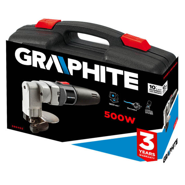 Листові ножиці GRAPHITE 59G402 для металу, 500 Вт, різка сталі та алюмінію, безвідходна різка