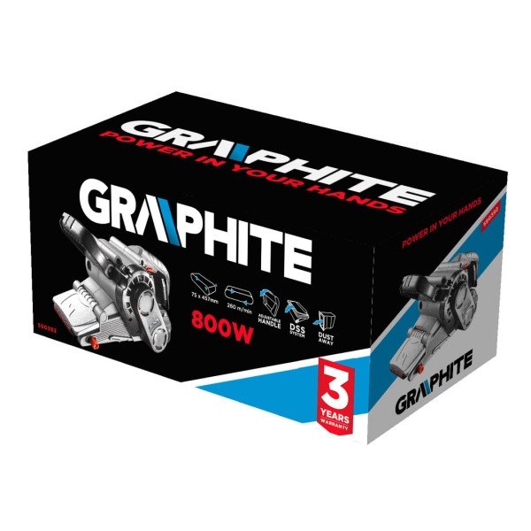Професійна стрічкова шліфмашина GRAPHITE 59G392, 800 Вт, 75x457 мм