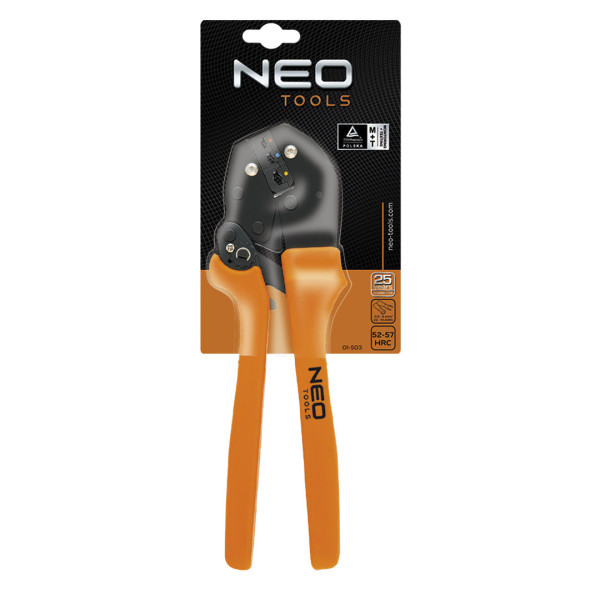 Кліщі для обтиску конекторів NEO 01-503, 250 мм, 22–10 AWG, TPR ручки