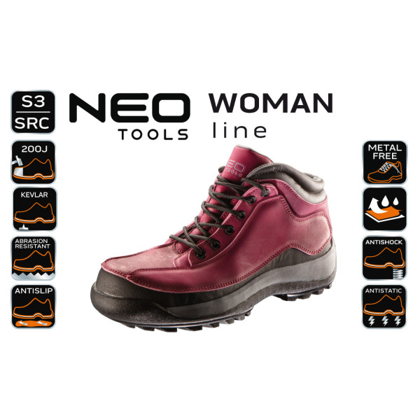 Жіночі робочі черевики Neo Tools 82-540, клас S3 SRC