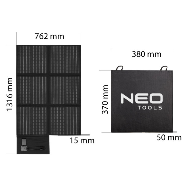 Складна сонячна панель 120 Вт NEO TOOLS 90-141, для кемпінгу та подорожей