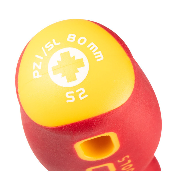 Викрутка діелектрична NEO Tools 04-219 SL/PZ1 x 80 мм, до 1000 В, сталь S2, VDE