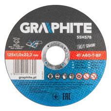 Набір відрізних дисків по металу GRAPHITE 55H578 125x1x22,2 мм, 10 шт., A60-T-BF EN12413