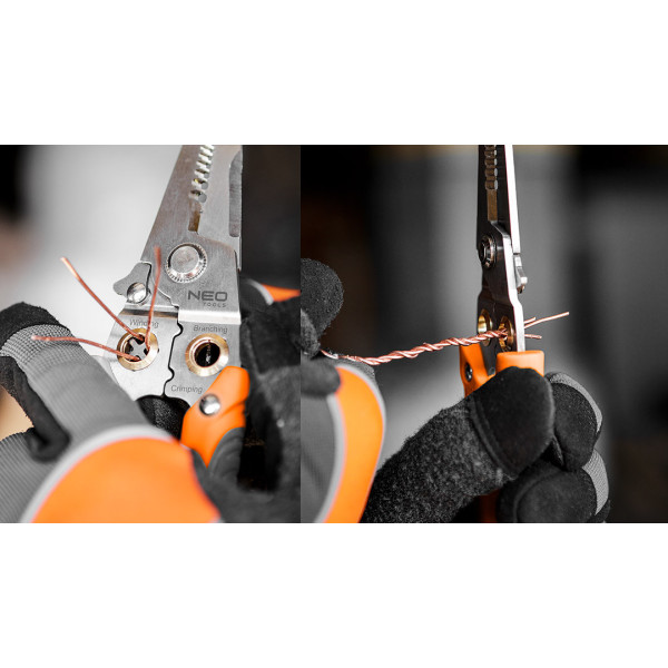Ізолюючі кліщі 6 в 1 NEO TOOLS 01-549, багатофункціональні, для зняття ізоляції та обтиску