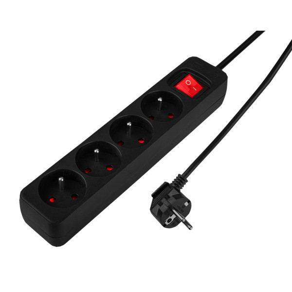 Подовжувач 1,5 м Neo Tools 90-184, 4 розетки, чорний, з вимикачем ON/OFF