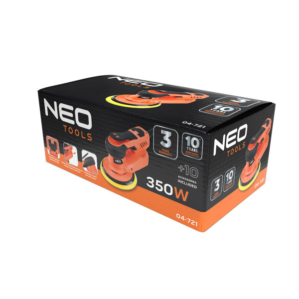 Ексцентрикова шліфмашина NEO TOOLS 04-721, 350 Вт, 150 мм, 6 рівнів швидкості