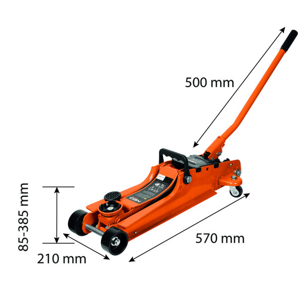 Домкрат «жаба» NEO TOOLS 11-733, 2,5 т, низькопрофільний 85–385 мм