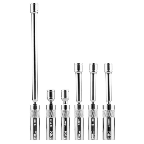 Набір головок NEO TOOLS 08-095 (6 предметів) 12-гранні, для заміни свічок запалювання в авто (14/16/21 мм)