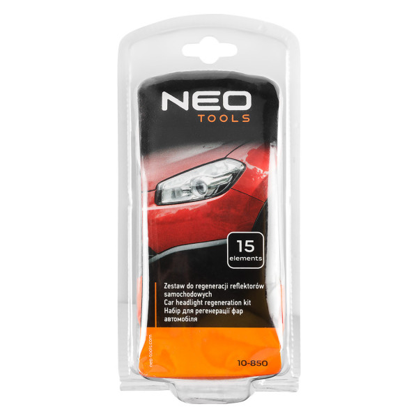 Набір для полірування фар NEO TOOLS 10-850, універсальний комплект з 15 деталей