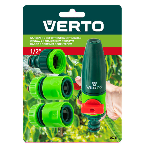 Прямий зрошувач Verto 15G711 з муфтами та конектором 1/2"