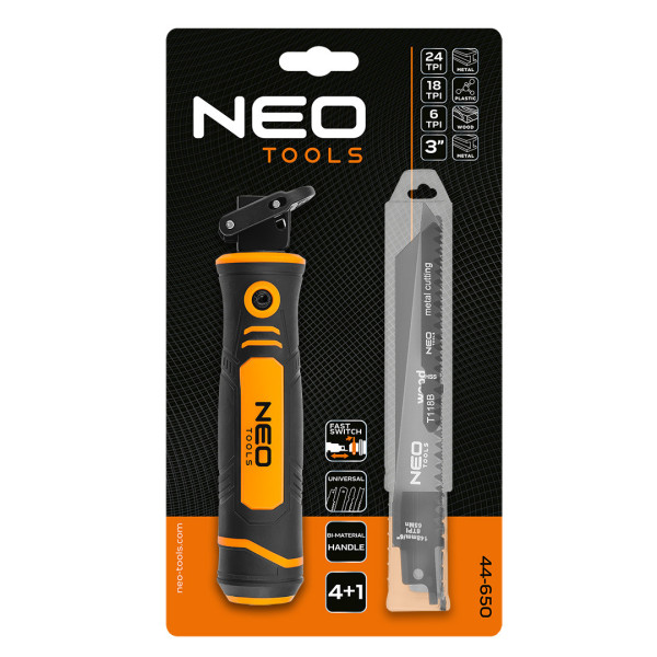 Універсальний набір пилкових полотен NEO TOOLS 44-650 з тримачем, 5 шт.