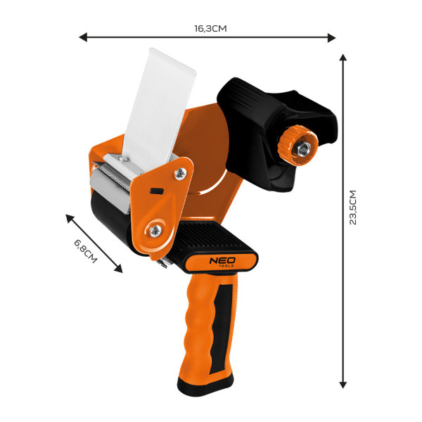 Ручний диспенсер NEO TOOLS 56-041 для скотчу 50 мм x 180 м, ергономічна ручка