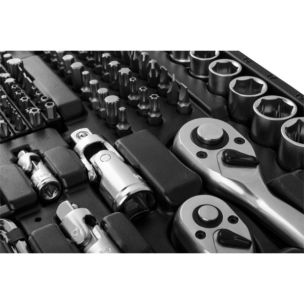 Набір ключів NEO 216 елементів 1/2", 3/8", 1/4" з тріскачками та бітами, арт. 10-216